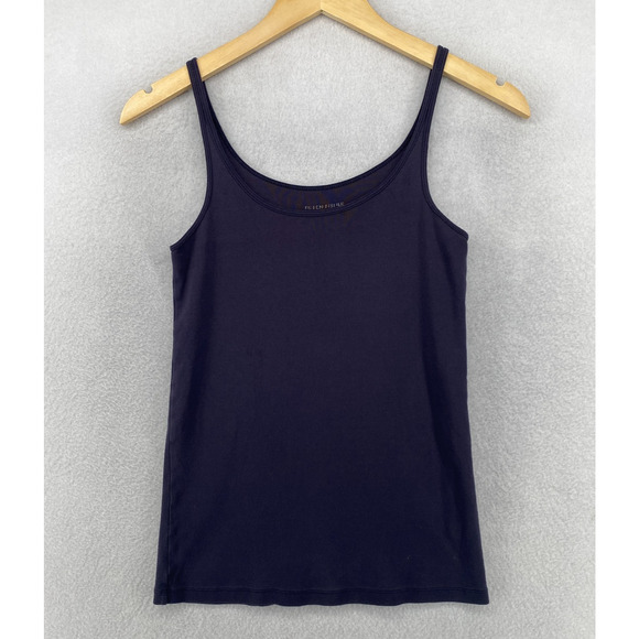 Eileen Fisher Tops - EILEEN FISHER Tank Top S Organic Cotton Ribbed Cami Scoop Neck Shell Blue